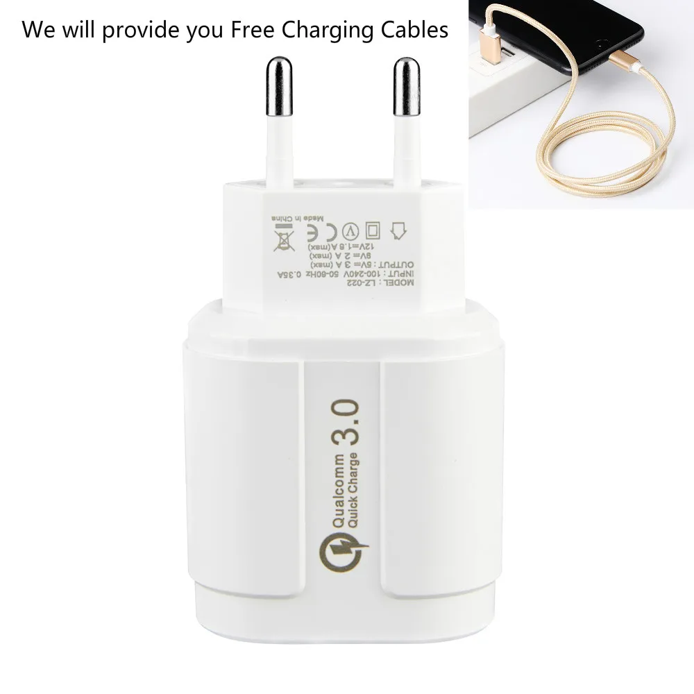 

USB Charger 18W Quick Charge 3.0 Mobile Phone Charger 5V/9V/12 for iphone x 8 7 Samsung huawei Xiaomi for tablet wall charger