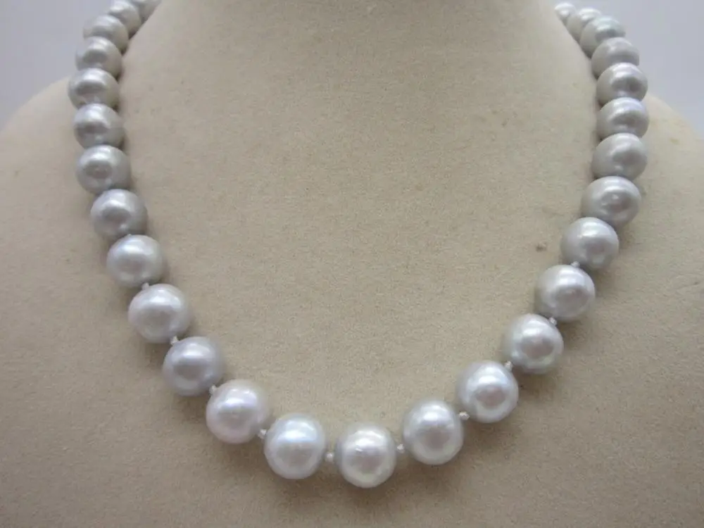 

AAA+ 10-11mm Natural tahitian gray pearl necklace 925silver gold clasp 18inch