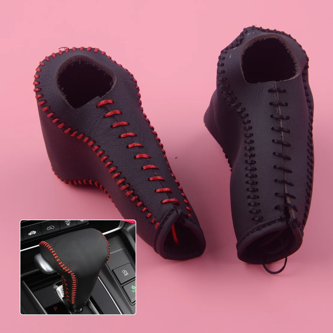 

DWCX 1Pc Car Genuine Leather Shift Knob Stick Cover Trim Hand-Stitched Fit for Honda CRV 2017 2018