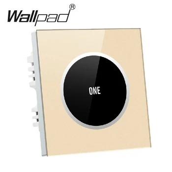 

1 gang 1 way Gold Glass Screen Touch Wall Light Switch Logo Button Design Free 110V~250V micro touch switch,Free Shipping