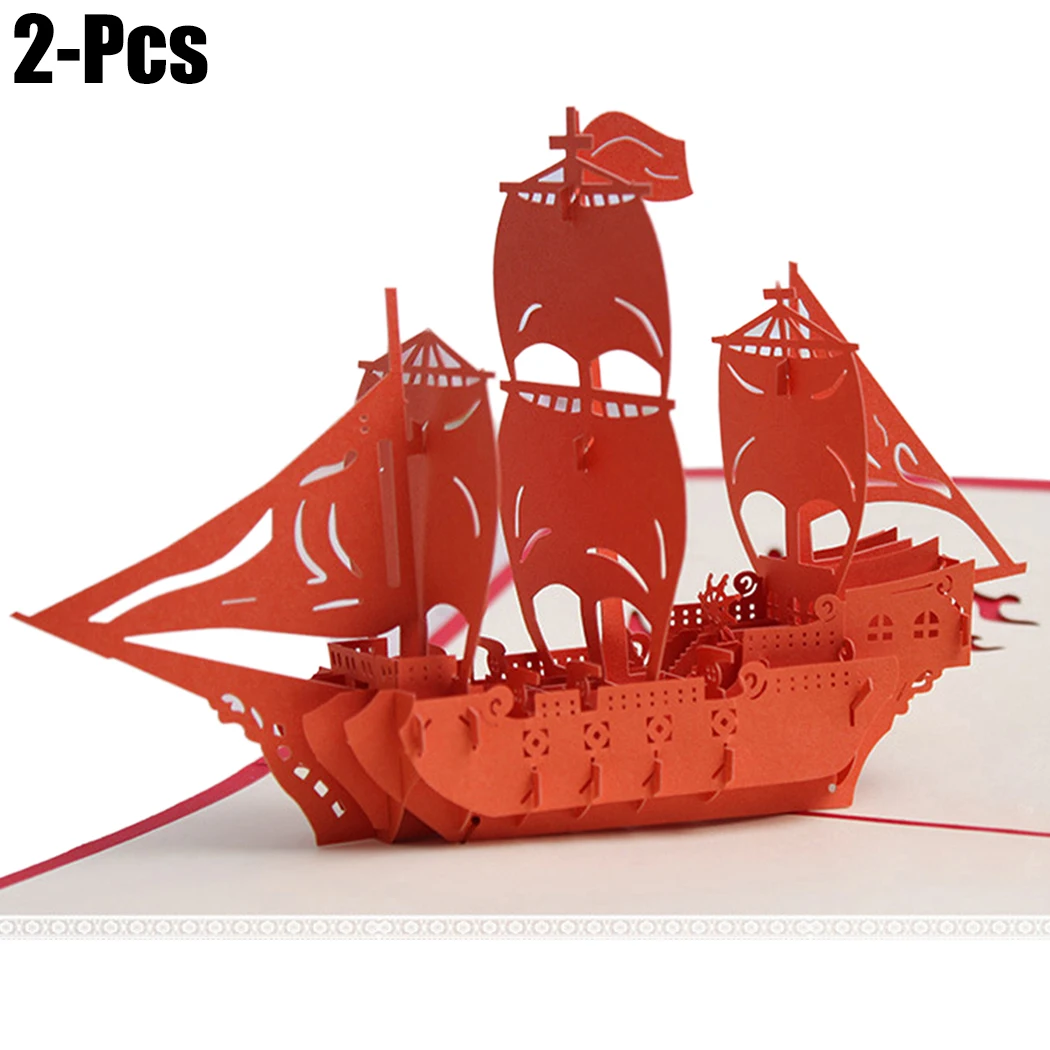  Individual 3D Sailboat Popup Greeting Card Handmade Pop Up Paper Card Business Invitation Smooth Sa - 32892535233