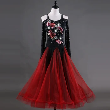 

Ballroom Dance Dress Women Girls Embroidered Diamonds Ballroom Dress Salsa Samba Tango Ballroom Competition q049