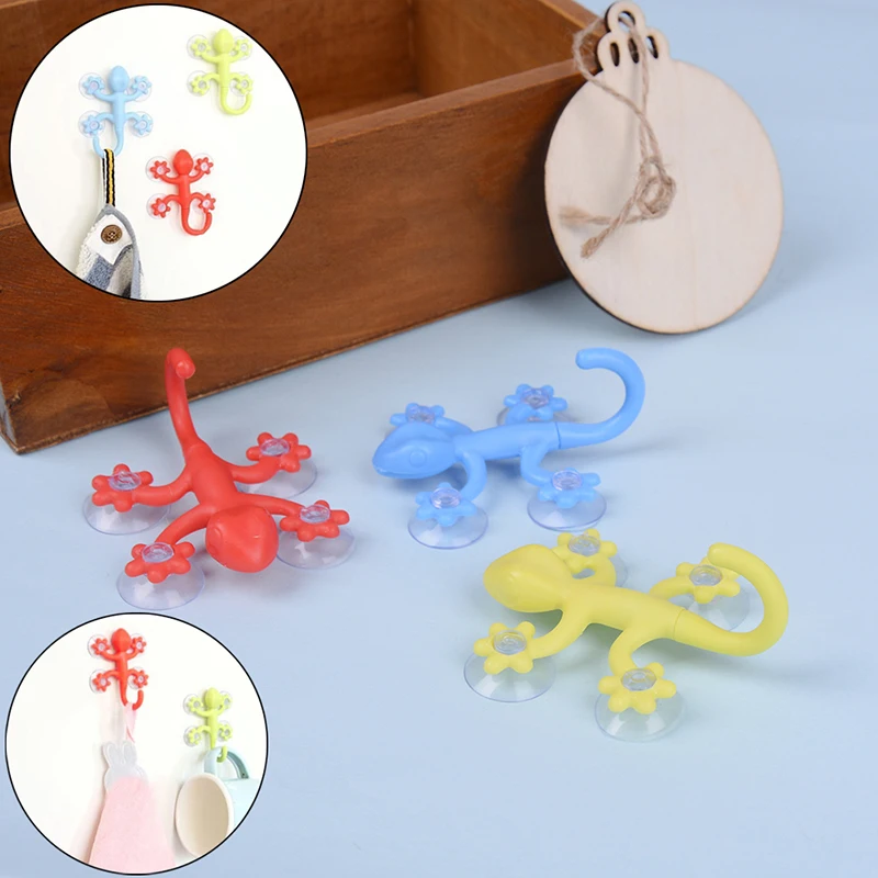 Gecko Powerful Plastic Four Suction Cups Hook Wall Hanger Decoration Bathroom