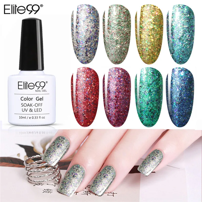 

Elite99 Nail Art 10ml Diamond Shining Glitter Starry Platinum Paint Gel Manicure Soak Off Gel Polish LED UV Gel Nail Polish