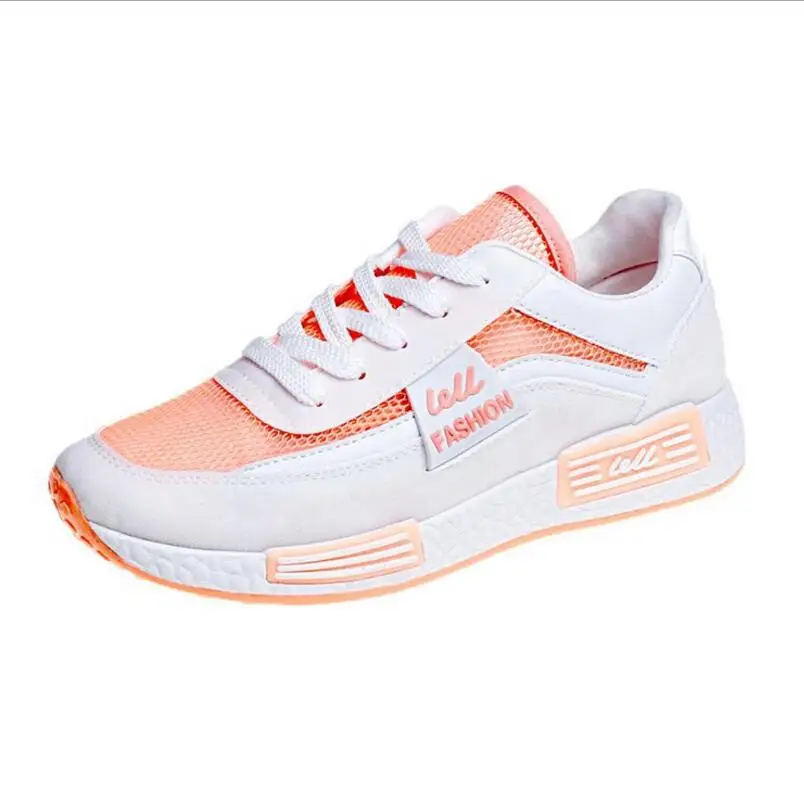 Новинка; Лидер продаж; Летние Женские Дышащие Беговые кроссовки с сеткой; спортивная обувь; D8137 - Цвет: Оранжевый