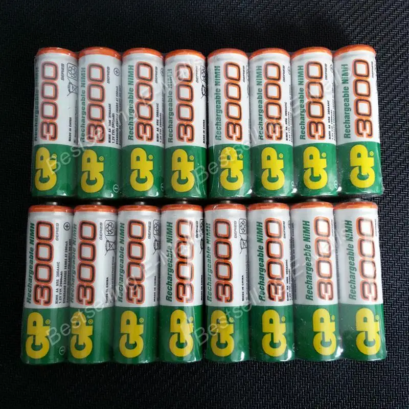 16 Pieces/lot NiMH AA 1.2V Rechargeable Battery aa NI-MH Batteries gp 3000 battery AA bateria recargable gp AA batteries