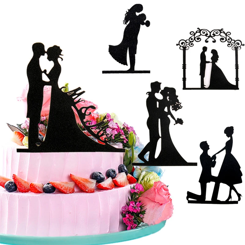 

Wedding Cake Topper Black Cake Top Flag Bride Groom Wedding Cake Decor Lightweight Coat Mariage Party Supplies Adult Favors