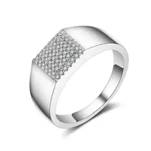 Мужское простое серебряное обручальное кольцо, большой квадратный кубический циркон, мужские кольца серебряного цвета, мужские кольца, ювелирные изделия, Размер 8,9, 10,11, 12