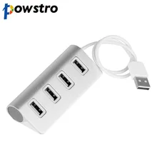 4 usb-адаптер алюминиевый материал USB 2,0 концентратор сплиттер синяя индикаторная лампа для Windows 7 8 10 XP Vista Mac