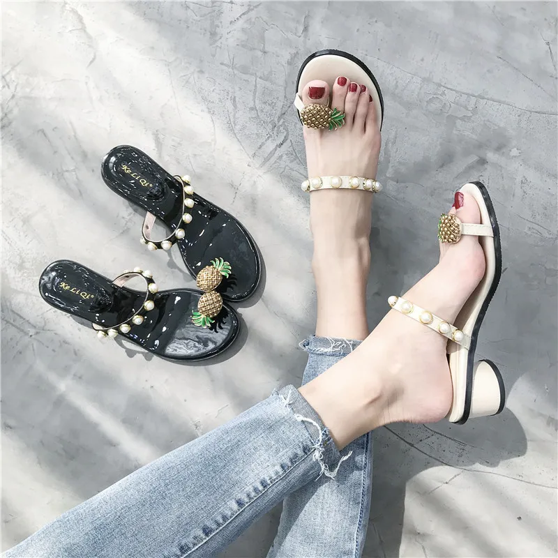 Korean Women's Shoes Summer New Style Thick And Comfortable Fashion Pineapple Sleeve Toe Cool Slippers