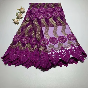 

Wonderful party apparel cloth French net lace net lace fabric with rhinestones ZQN161(5yards/lot)