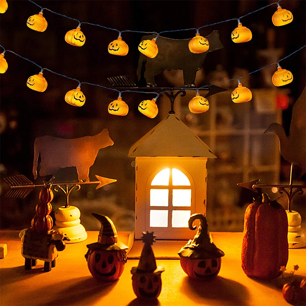 Pumpkin String Light 10/20/30 LED Batteries Operated Orange Lantern for