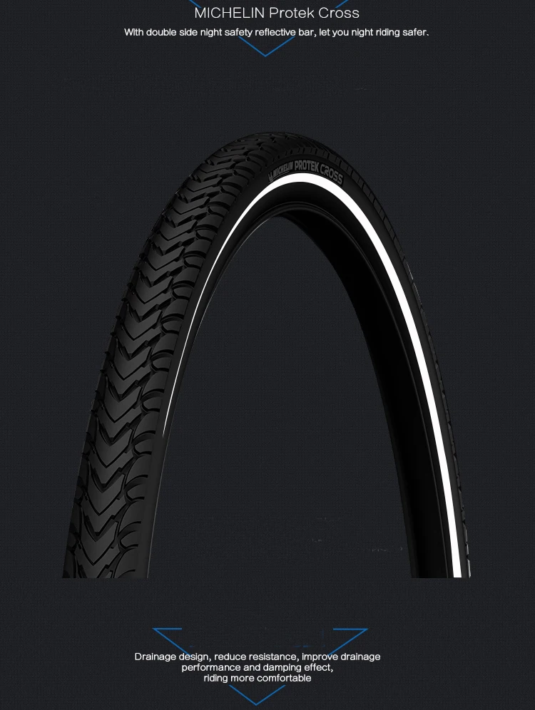 Шина для велосипеда Michelin protek cross Road отражающая двухсторонняя велосипедная шина