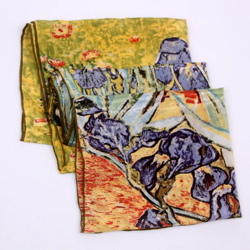 Beste DANKEYISI 2019 Van Gogh Olieverf Zijden Sjaal Vrouwen   Mannen Sjaal 100% Echte Zijde Sjaals Vrouwelijke Luxe Merk Designer sjaals