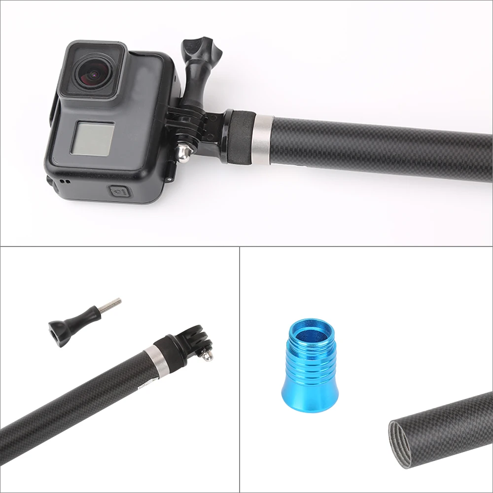 Fibra de Carbono Extensível com Pólo Monopé para Gopro 3 para Xiaomi Telesin Long Handheld Selfie Vara Hero7 6 5 4 yi Action Câmera 106 - Image 3