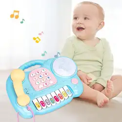 Детская многофункциональная имитация игрушка телефон детский свет музыка ручной барабан головоломка электронная клавиатура устройство
