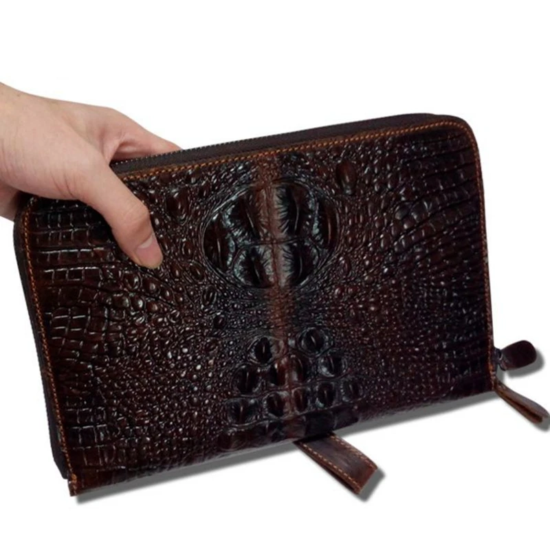 2019 New Large Capacity Zipper Long Man Wallet Male Clutch Bag Purse HandBag Genuine Leather ...