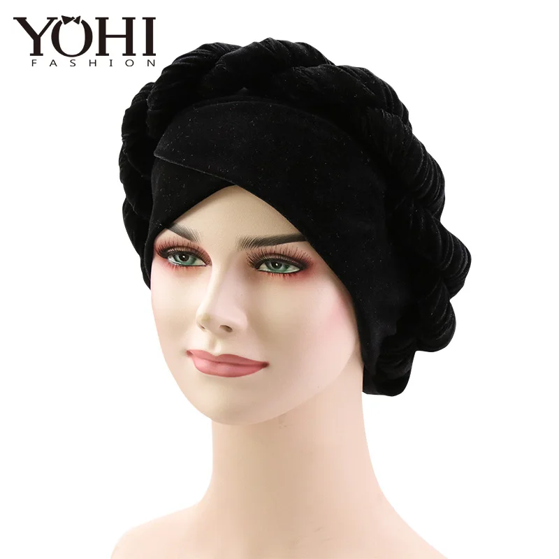 Новая мода женщин вельветовый тюрбан Горячие StyleTurban шляпы для химиотерапии бандана головной платок для девушек аксессуары для волос