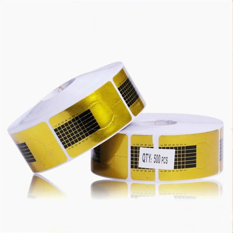 

500pcs/roll Acrylic Curve Polish Stylish Tip Nails Gel Forms For Nail Extension Sticker Paper Tray Nail Art Guide Form Women