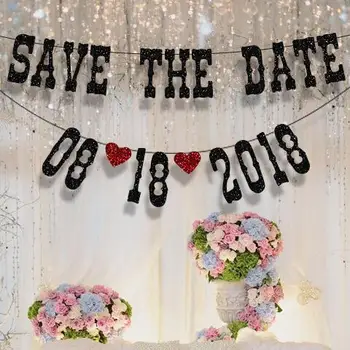 

Free Shipping 1 Set EVA Shiny "SAVE THE DATE" With Customized Date Party Garland Decoration Length 2M