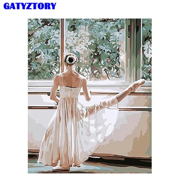 

GATYZTORY Ballet Dancer Diy Painting By Numbers Kit Acrylic Paint On Canvas Wall Art Picture Handpainted For Home Decor No Frame