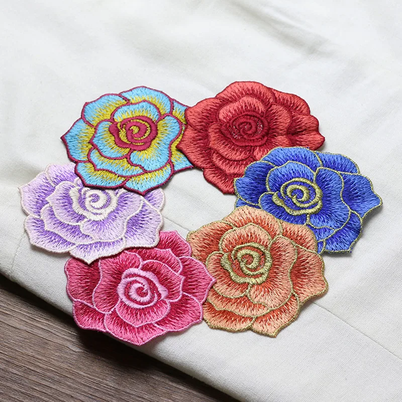 AHYONNIEX Small Multi-Color 8cm Embroidery Rose Flower Patches for Dress Jacket DIY Accessories | Дом и сад