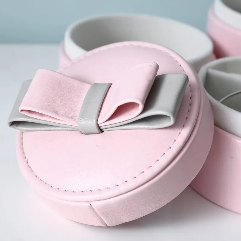 New sheepskin pattern three layers portable jewelry box lovely multi-storey jewelry storage box pu velvet jewelry box wholesale Jewelry Packaging