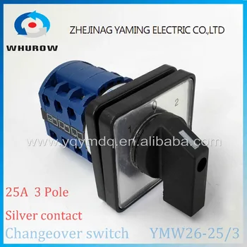 

LW26 YMW26-25/3 Rotary switch knob 3 position 1-0-2 High quality changeover cam switch 25A 3 phase 12 terminals silver contact