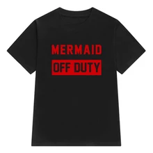 IMC Women’s New Summer ‘Mermaid Off Duty’ Letter Print T Shirts Casual Short Sleeve O-neck T-shirts Fashion Clothing Pullover