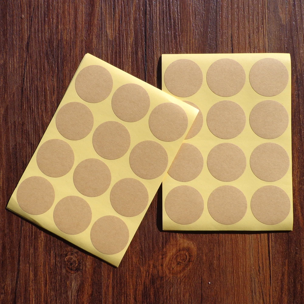 

102pcs Blank Round Kraft Sticker Circle and Square Gift Seal Stickers for Handmade Products Dia:35mm 1.38inch
