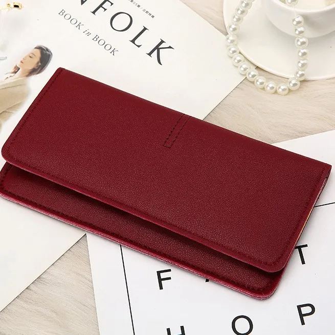 

Fashion Womens Wallets Simple Purses Black White Gray White Long Section Clutch Wallet Soft PU Leather Money Bag