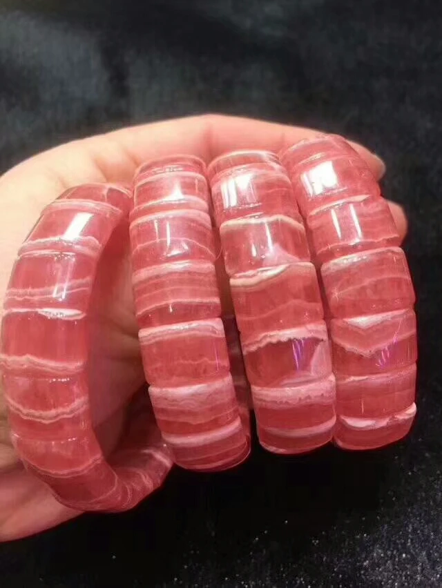

Fshion Natural Rhodochrosite Bangle Size 15x13mm Rose Red Gemstone Round Beads One Bracelet Healing Bangles AAAAA