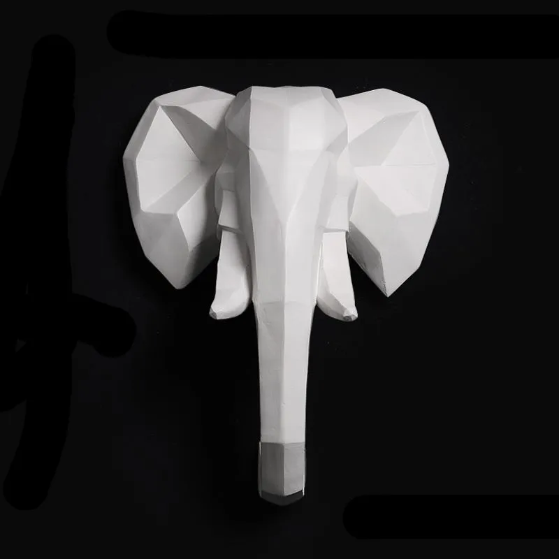 Геометрические Животные настенный Декор 3D голова слона художественная Гостиная Офис детская комната белый и черный зауженный фон R681