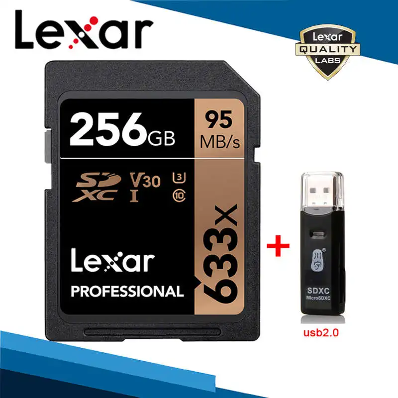 Lexar 633x SD карты памяти SDXC UHS-I V30 U3 класс 10 карта 512 ГБ 256 ГБ 128 Гб 64 Гб высокоскоростная память SD карты для камеры - Емкость: 256G Card-C296