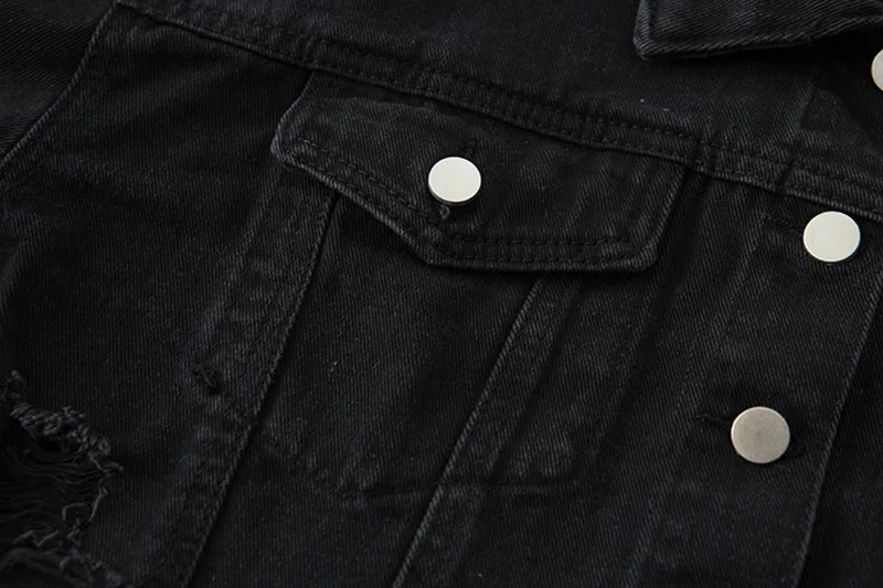 Ordifree Осенняя женская джинсовая куртка с длинным рукавом модная Уличная Повседневная Свободная верхняя одежда короткая рваная джинсовая куртка пальто
