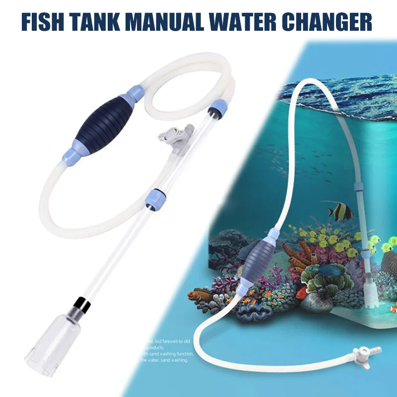 

Manual Aquarium Water Changer Filter Fish Tank Water Telescopic Silicone Tube Pump MYDING