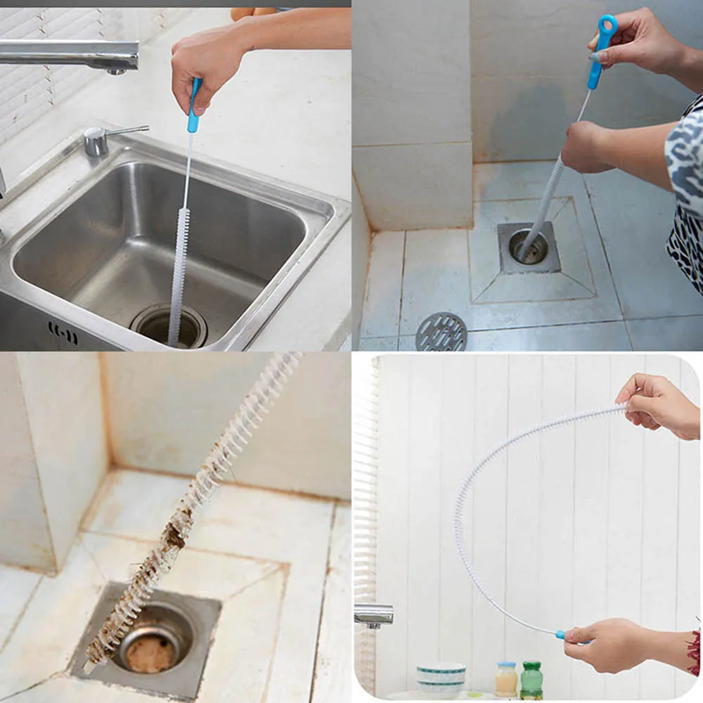 71cm Pipebrush Bathroom Hair Stoppers Catchers Flexible Sink Overflow