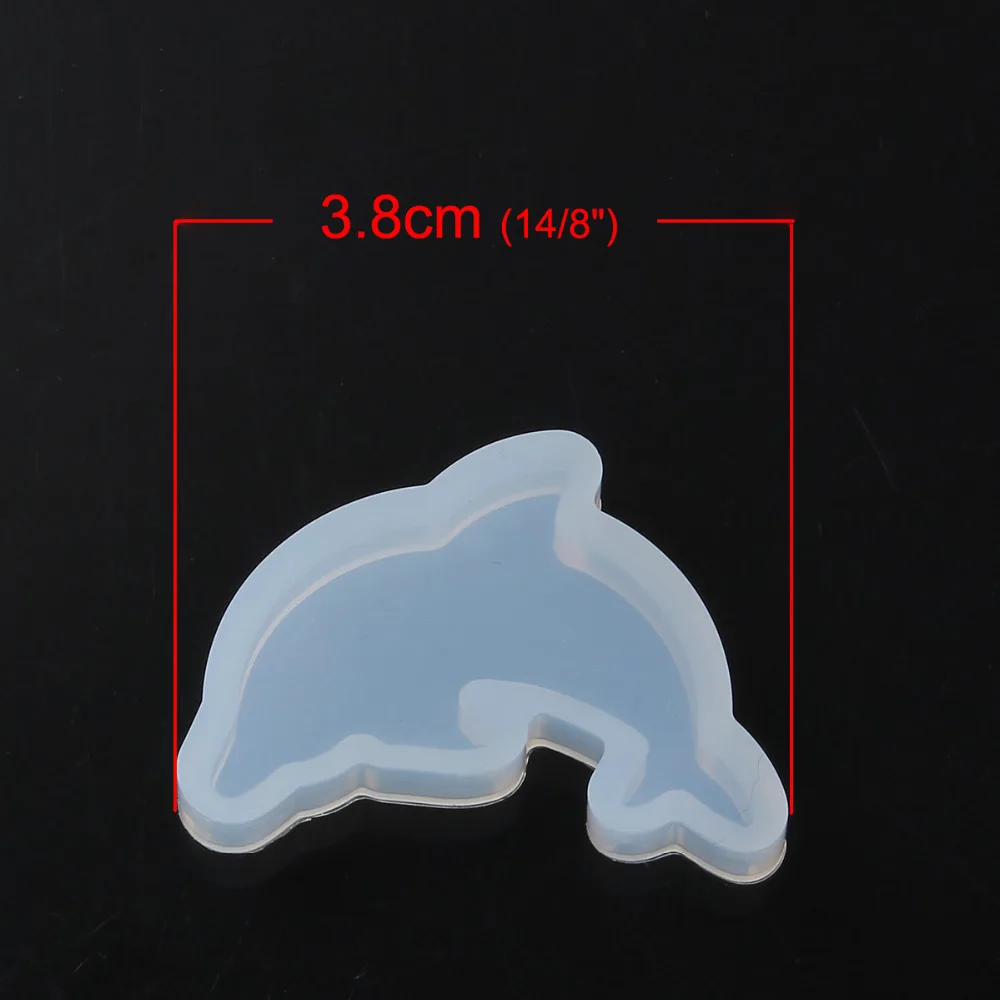 DoreenBeads, форма дельфина в форме животного, силиконовая форма для литья, форма для изготовления ювелирных изделий, белая, 38 мм(1 4/") x 27 мм(1 1/8"), 1 шт