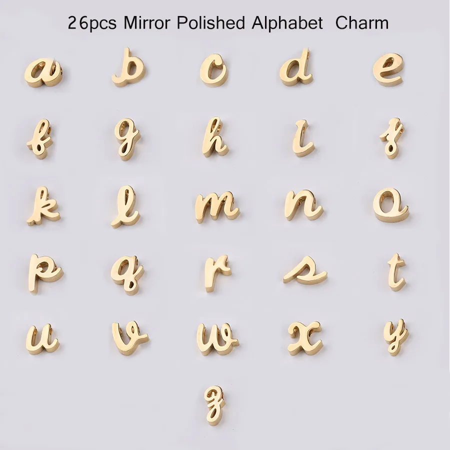 

(10Pcs) Initial Letter Pendant Charms Stainless Steel Mirror Polished Stample Letter Charms For Name Couple Bracelet Necklace