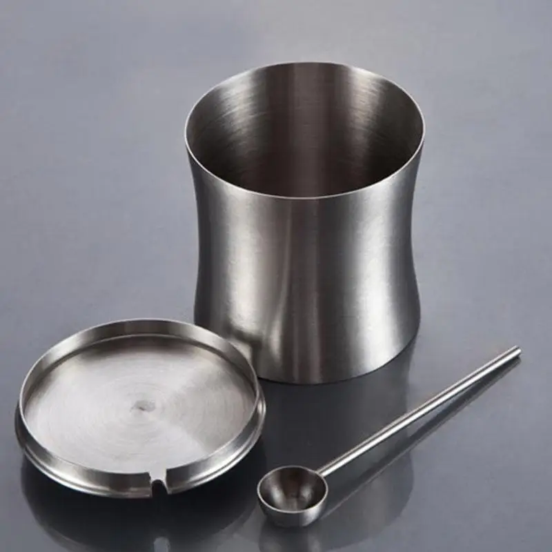 

Stainless Steel Sugar Spice Jar Salt Pepper Bottle Cruet Condiment Pot Bottle Jar with Cover and Spoon Storage Kitchen Tools