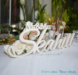 Custom whit gift  letter Mr and Mrs LAST NAME, Wedding, Wedding Sign, Mr & Mrs Last Name Table Sign, Wedding Decor 6" tall