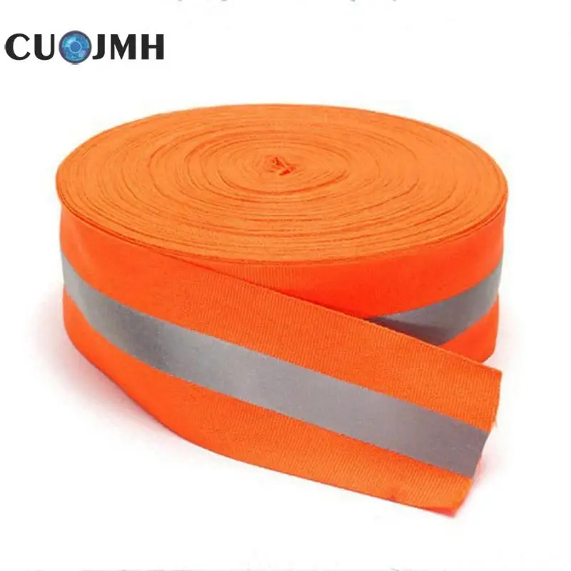 

Fluorescence Orange Reflective Fabric Tape Sew On Safe Clothing Traffic Safety Supplies Washable Reflective Warning Tape