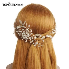 TOPQUEEN HP137 головной убор невесты хрусталь ручной работы и жемчуг Выпускной головной убор для женщин девочек свадебные аксессуары для волос