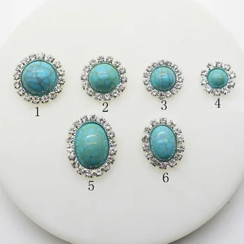 

NEW 10Pcs/Lot turquoise Button for Colthing DIY Ribbon Beautiful Wedding decoration Flat Back Metal Accessories Supplies Mix
