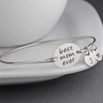 

Christmas Gift for Wife, Personalized Best Mom Ever Bangle Bracelet, To Mom From Kids, Mothers Bracelet YP3777