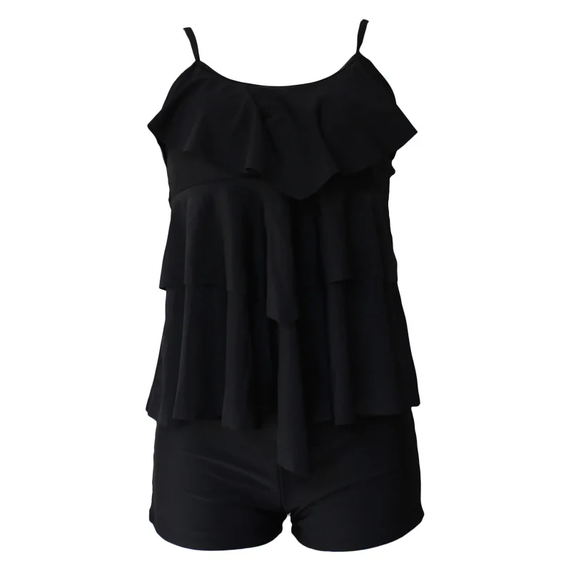 Купальник женский Европа и Америка Новое раздельное бикини лист лотоса Цветной купальник быстрая - Цвет: Черный