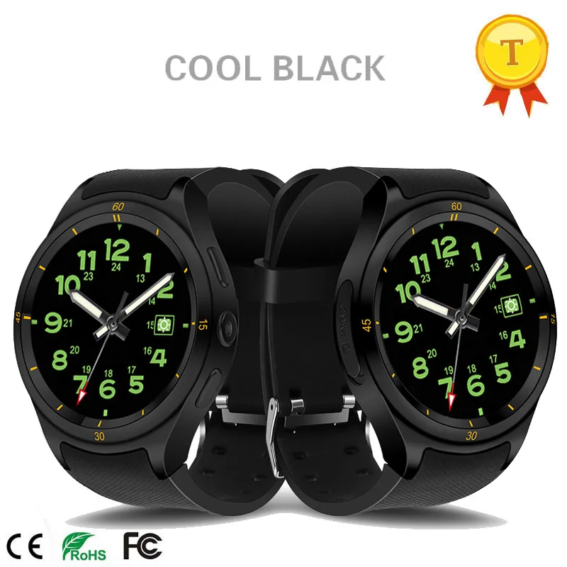 Модные часы Smart Watch android 5,1 ROM16GB+ RAM1G smartwatch IP67 водонепроницаемый Поддержка две SIM карты Nano 3g gps Wi-Fi частота сердечных сокращений 600 мА-ч - Цвет: Черный