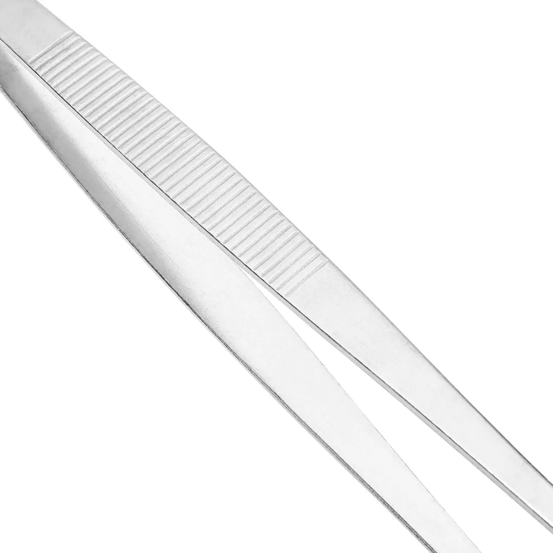 30cm Long stainless steel food tongs Silver Straight Tweezer Barbecue Tong Non-stick Kitchen Tongs Cooking Tool