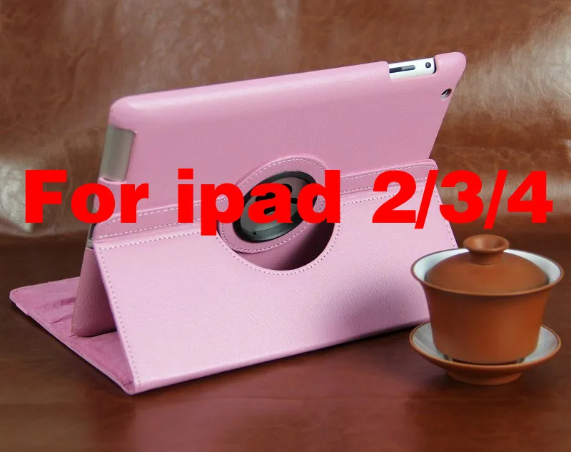 Чехол s для Apple ipad 2 ipad 3 ipad 4 чехол для планшета откидная подставка из искусственной кожи вращающийся на 360 чехол для ipad mini 2 mini 3 Чехол+ пленка - Цвет: For ipad234 pink