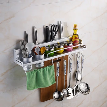 

New Portable Aluminium Kitchen Shelf Rack Cooking Utensil Tools Hook Rack kitchen Holder Storage Rack #232423